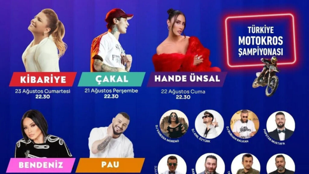 Hayrabolu Ayçiçek Festivali'nde sahne alacak sanatçıların afiş görseli.