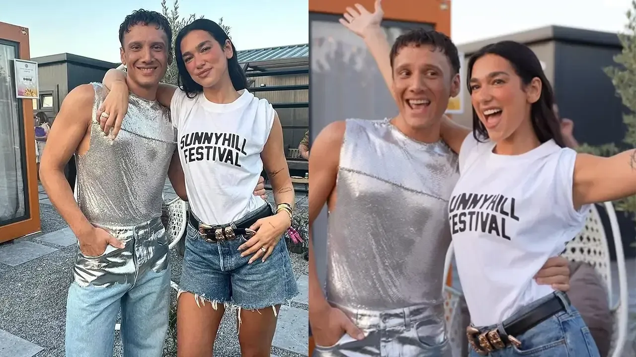 Edis ve Dua Lipa, Sunny Hill Festivali’nde sahne aldıktan sonra kuliste bir araya geldi.