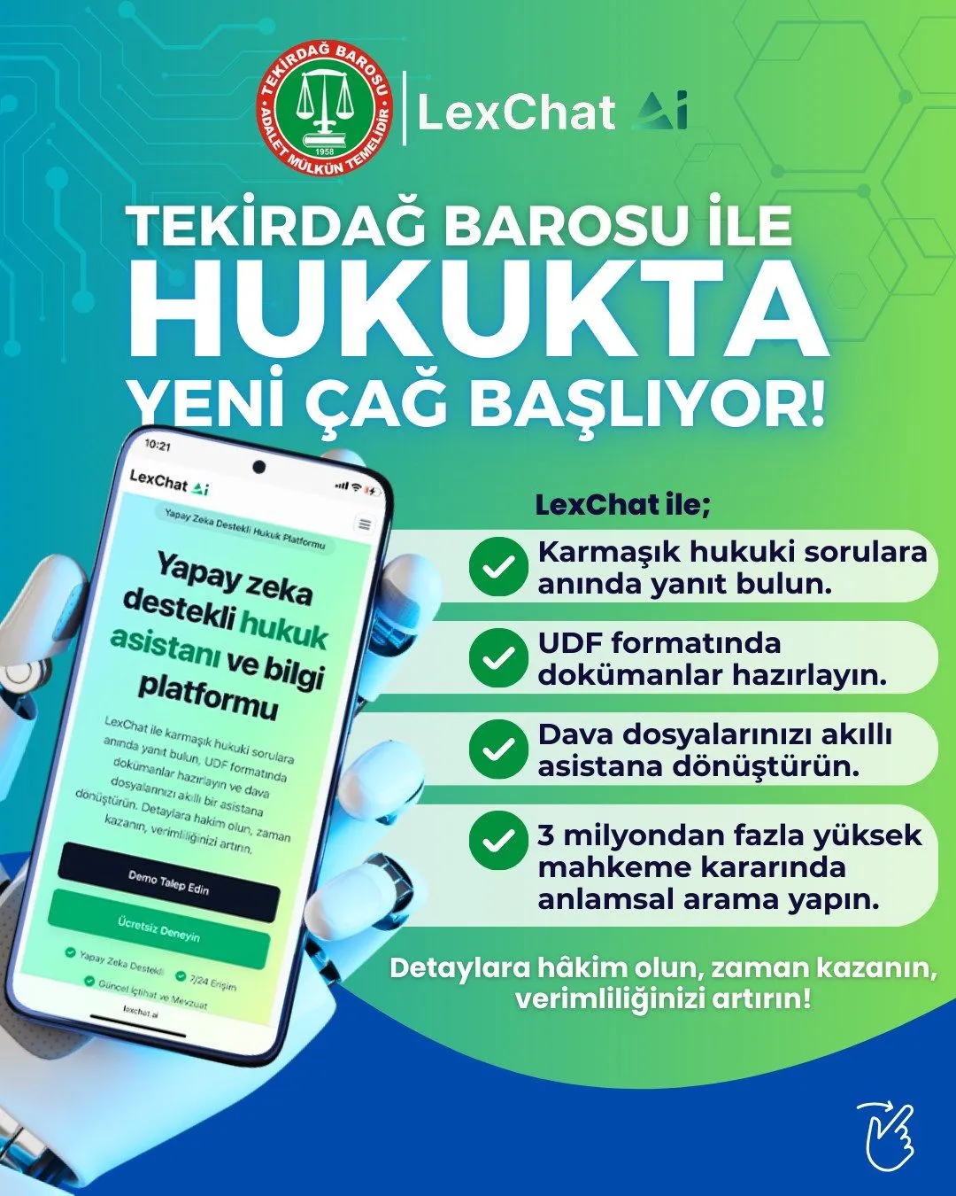 Tekirdağ Barosu, Yapay Zeka Destekli Hukuk Platformu ile İş Birliği Yaptı