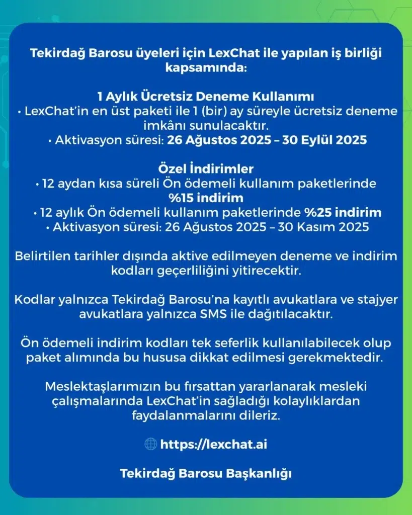 Tekirdağ Barosu, Yapay Zeka Destekli Hukuk Platformu ile İş Birliği Yaptı