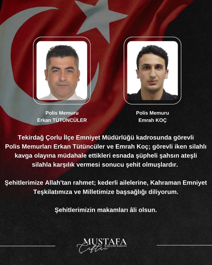 Tekirdağ haberleri - Çorlu’da polise silahlı saldırı: 2 polis şehit oldu