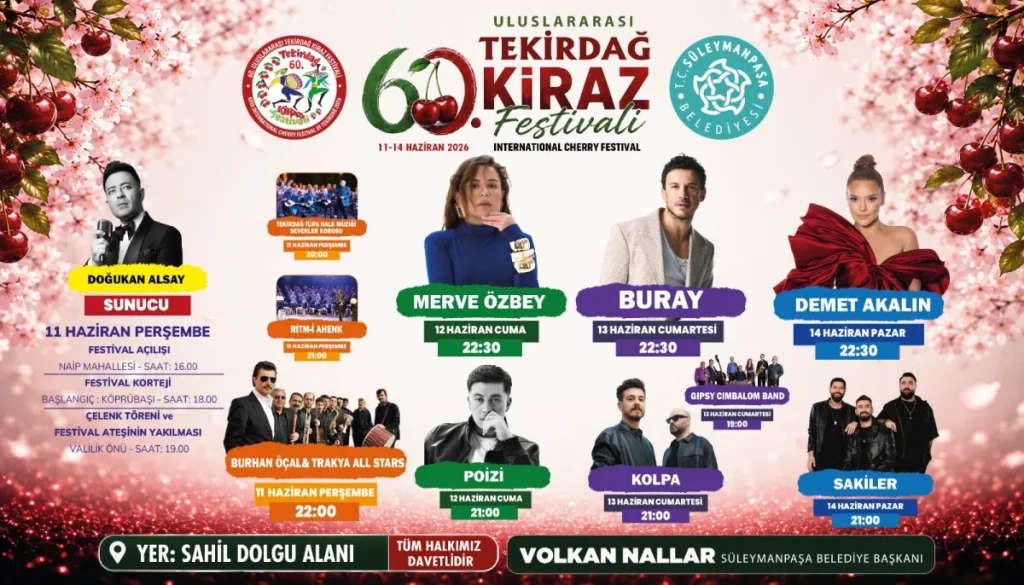 Tekirdağ haberleri - 60. Uluslararası Tekirdağ Kiraz Festivali için geri sayım başladı