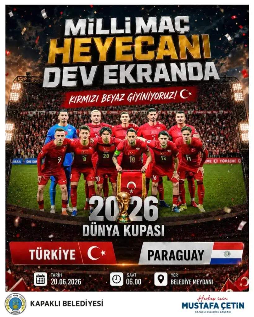 Kapaklı haberleri - Kapaklı'da milli maç heyecanı dev ekrana taşınıyor!