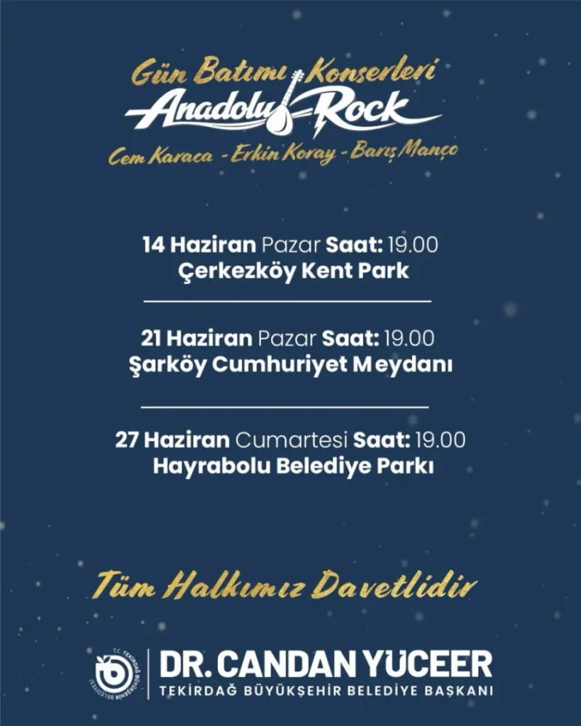 Çerkezköy haberleri - Anadolu Rock efsaneleri Tekirdağ’da yeniden hayat bulacak