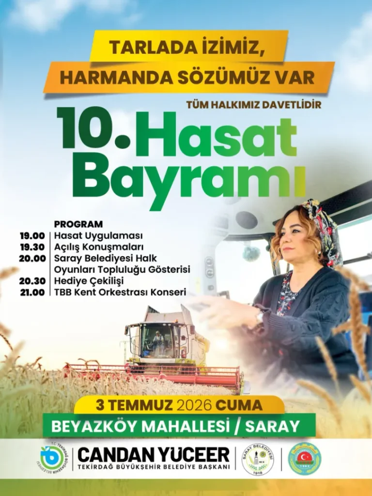 Tekirdağ’da 10. Hasat Bayramı heyecanı yaşanacak 4 Tekirdağ haberleri - Tekirdağ’da 10. Hasat Bayramı heyecanı yaşanacak