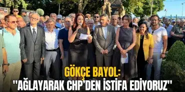 Gökçe Bayol: "İçimiz kan ağlayarak CHP'den istifa ediyoruz" 4 CHP Süleymanpaşa eski İlçe Başkanı Gökçe Bayol, Harf İnkılabı Anıtı önünde basın açıklaması yaparken.